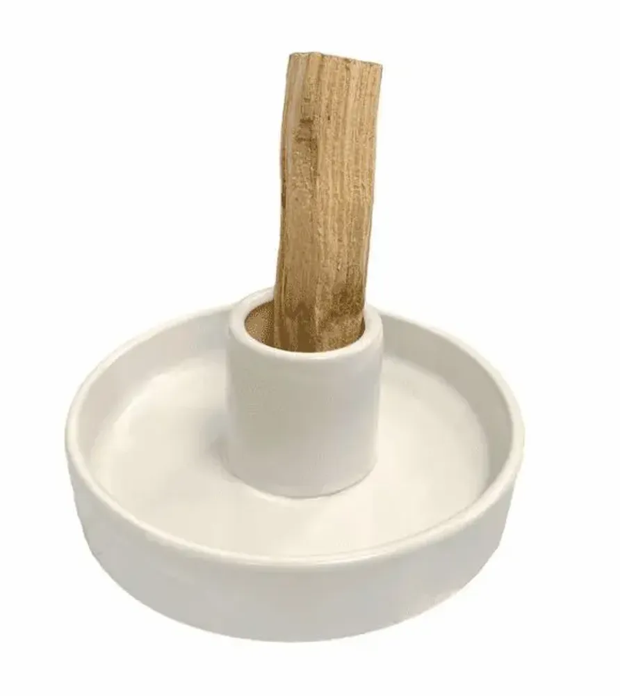 Home fragrances - White Ceramic Incense Holder for Palo Santo 10.5cm - ARABESK