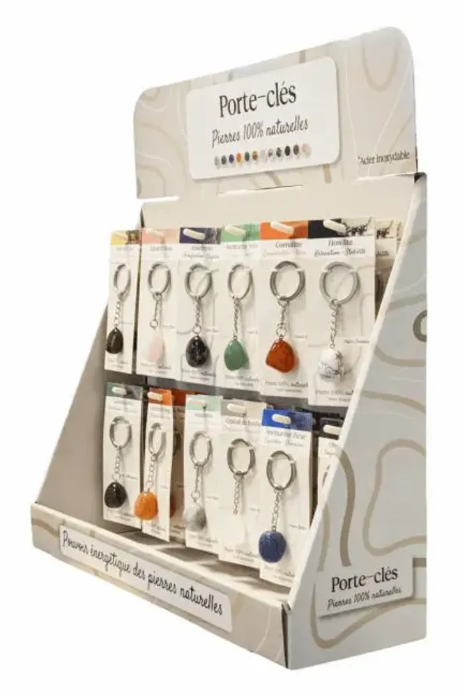 Parfums d'intérieur - Présentoir 48 Porte-Clés Pierres Naturelles - ARABESK