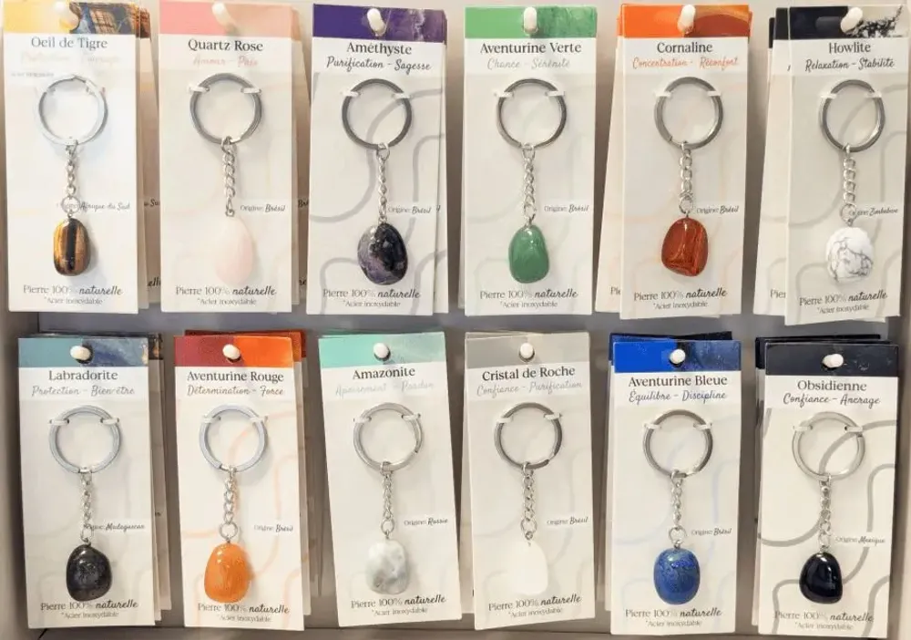 Parfums d'intérieur - Présentoir 48 Porte-Clés Pierres Naturelles - ARABESK
