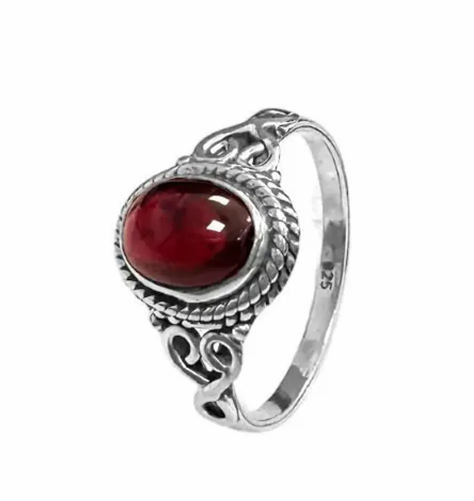 Home fragrances - 925 Silver Ring - Red Garnet AA T54 - ARABESK
