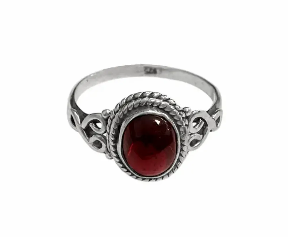 Home fragrances - 925 Silver Ring - Red Garnet AA T54 - ARABESK