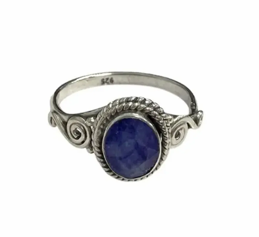 Home fragrances - 925 Silver Ring - Faceted Blue Sapphire AA T56 - ARABESK
