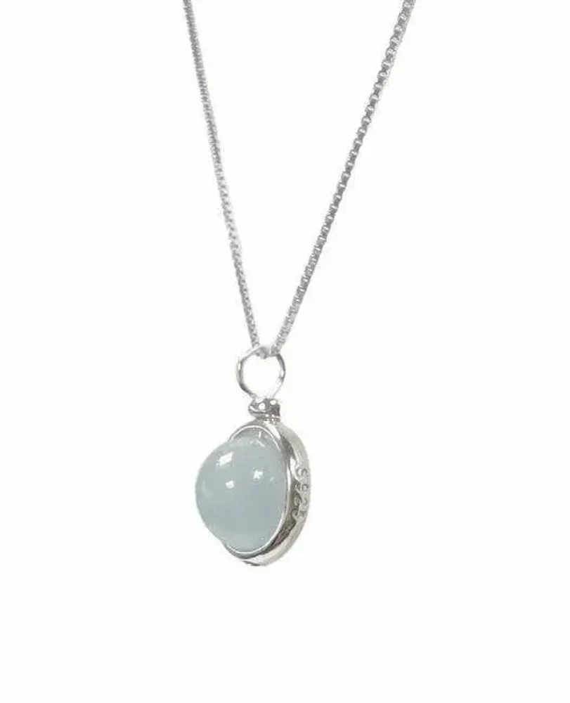 Parfums d'intérieur - Collier Argent 925 - Pendentif Aigue Marine A+ 10mm - ARABESK