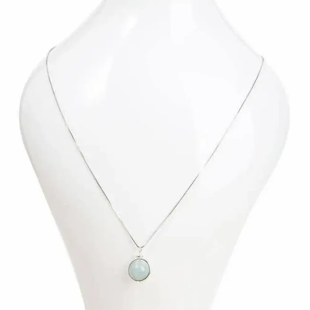 Parfums d'intérieur - Collier Argent 925 - Pendentif Aigue Marine A+ 10mm - ARABESK