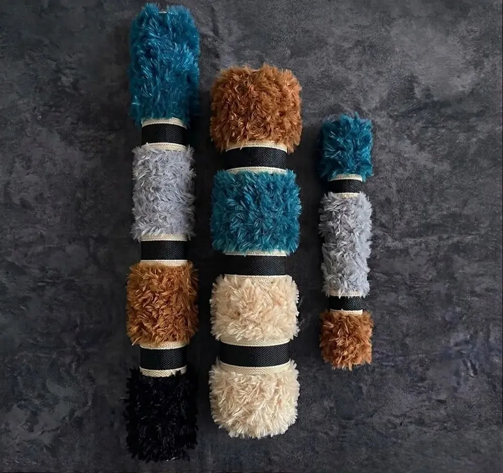 Other wall decoration - Velvet Totems: 3-Piece Handmade Textured Wool Wall Installation Set - SARMAL DESIGN