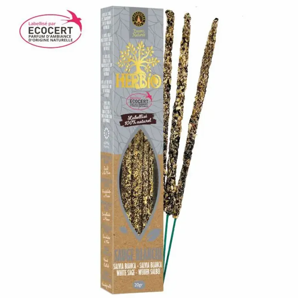 Home fragrances - Smudge Ecocert Herbio White Sage Incense 20g - ARABESK