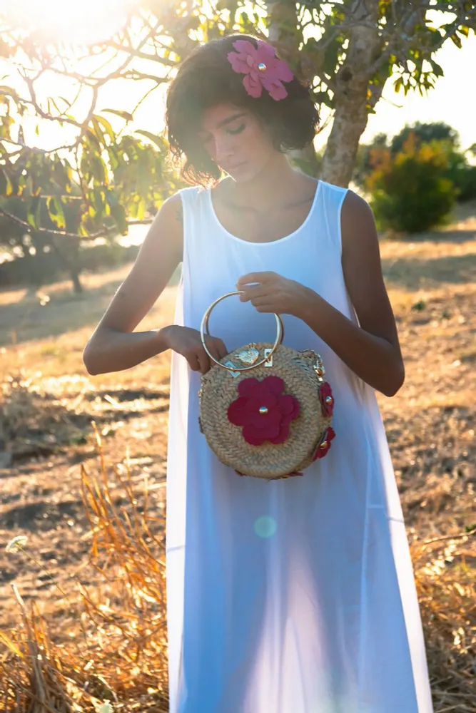 Bags and totes - Camelia round bag with flowers - DANIÉ