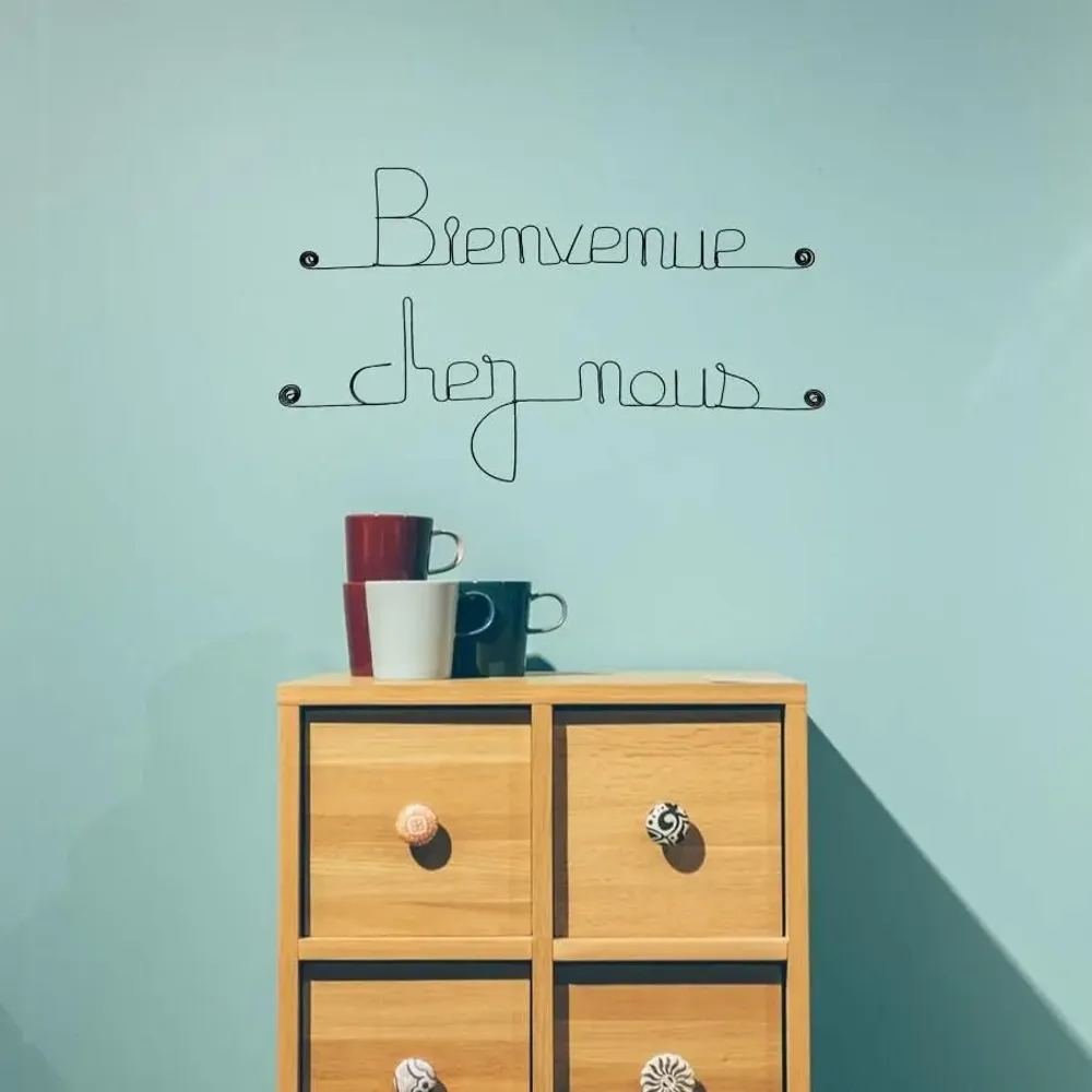 Autres décorations murales - Décoration Murale en Fil de Fer "Bienvenue chez nous" à punaiser - BIJOUX DE MUR