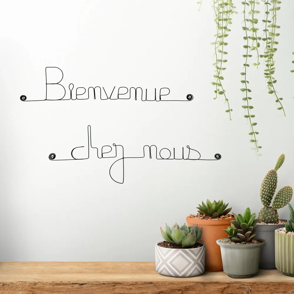 Autres décorations murales - Décoration Murale en Fil de Fer "Bienvenue chez nous" à punaiser - BIJOUX DE MUR