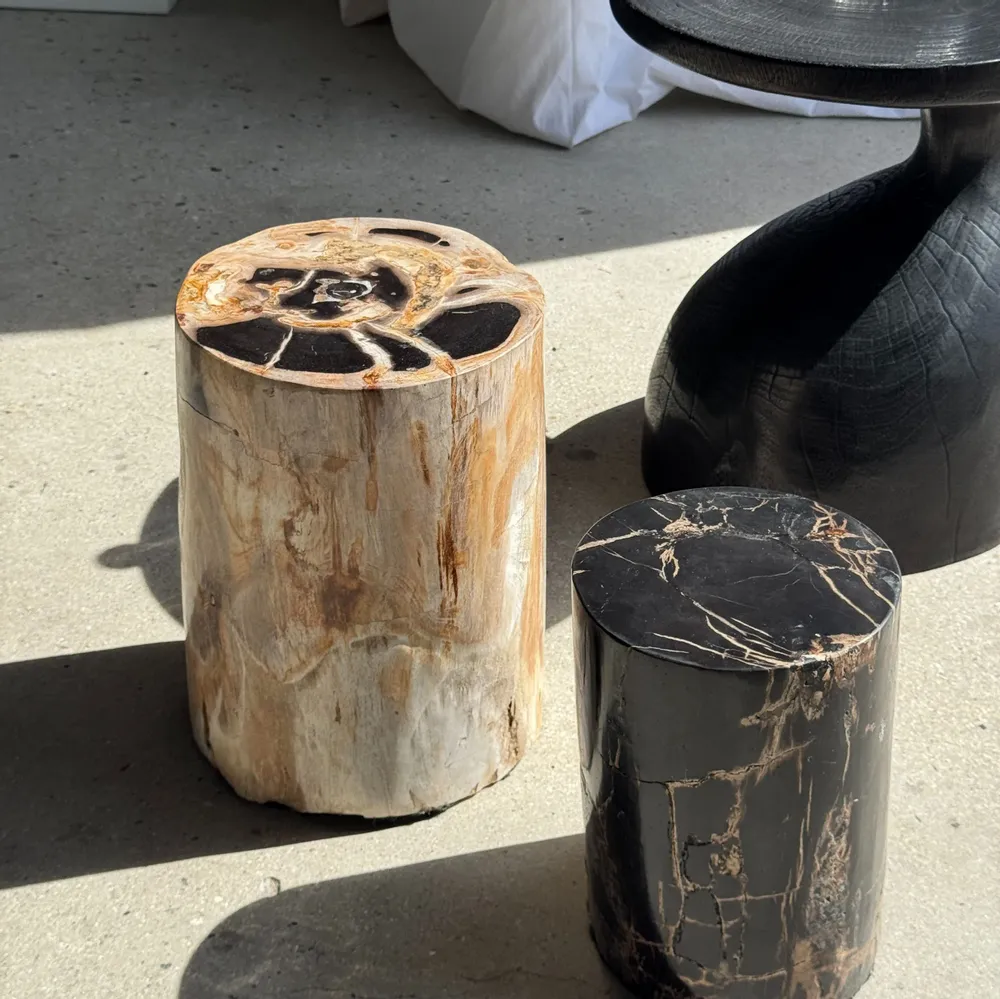 Stools - Multicolor petrified wood side table H45 D24 - 3328 - OFFICE OBJETS