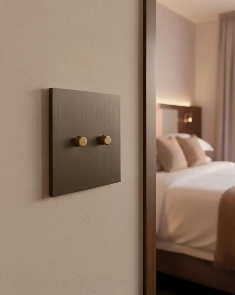 Decorative objects - Allure - Brushed Bronze 2 Round Push Buttons 80x80 - 6IXTES