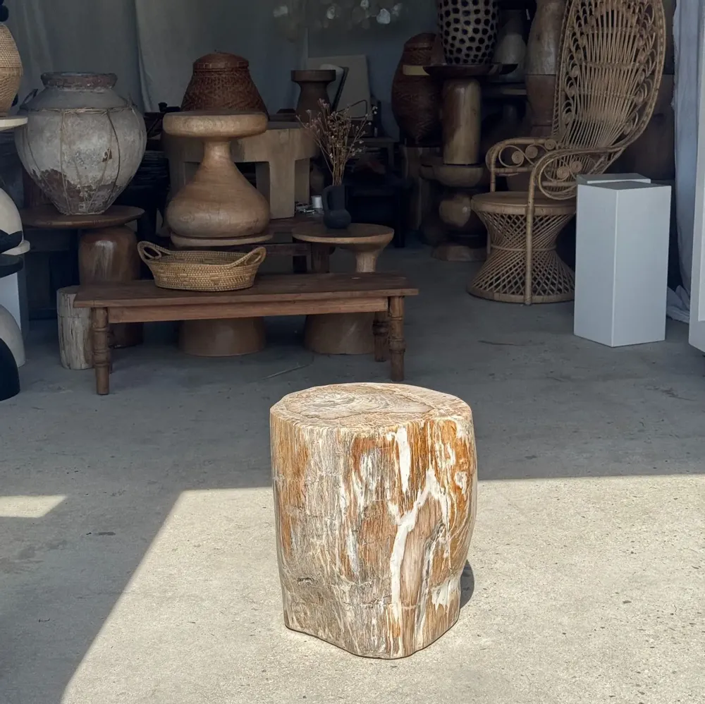 Coffee tables - Very large white and gray petrified wood side table H45 D39 - OFFICE OBJETS