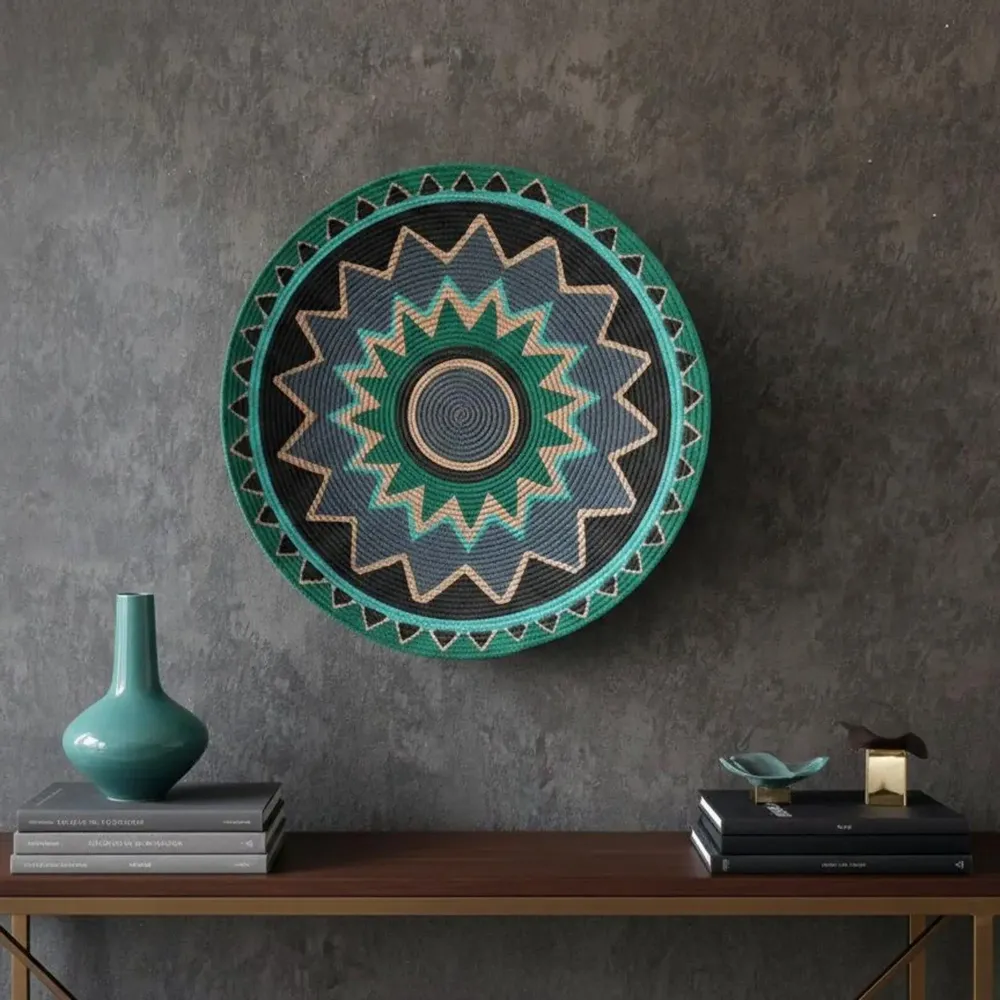 Other wall decoration - Tribal Sun: Handmade Wicker Wall Plate (60cm) - SARMAL DESIGN