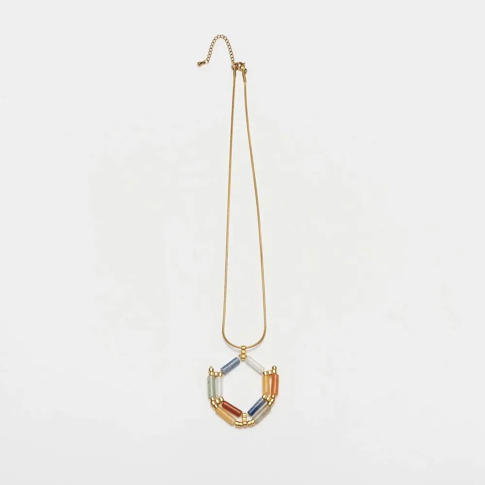 Bijoux - Collier hexagonal doré multicolore - C.KARAKALPAKI