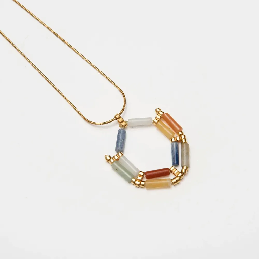 Bijoux - Collier hexagonal doré multicolore - C.KARAKALPAKI