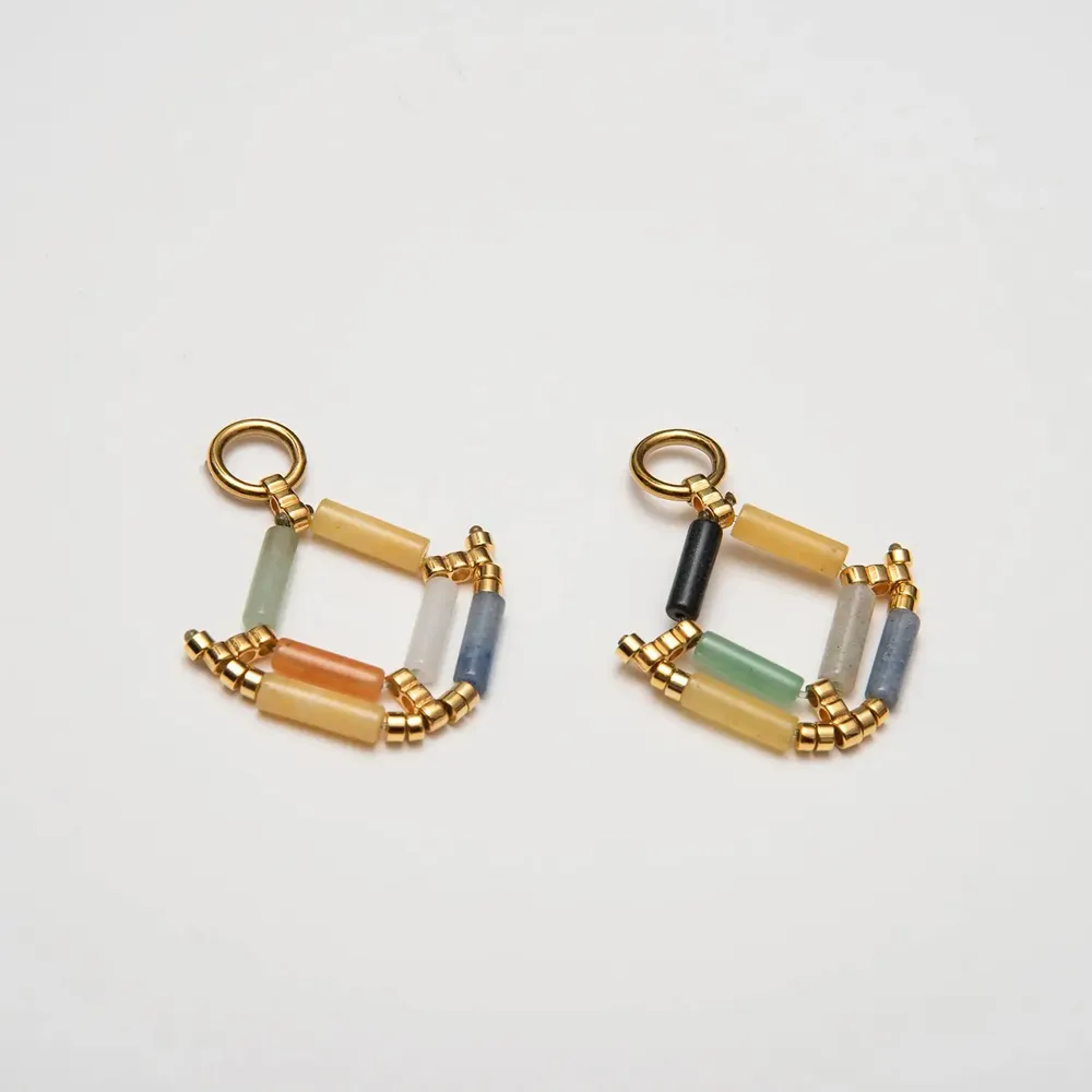 Jewelry - Hexagon Earrings Gold Multi-Colour - C.KARAKALPAKI