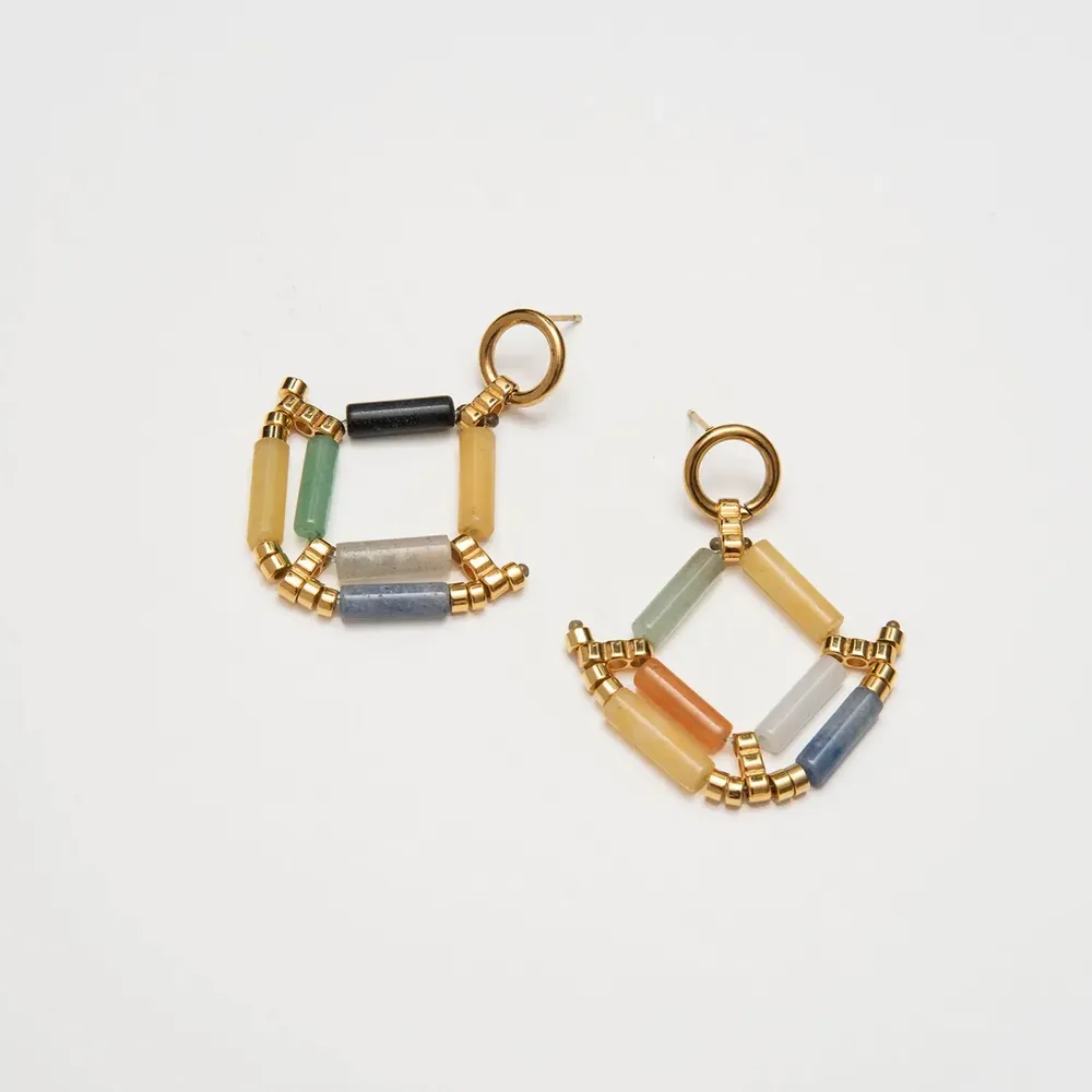 Jewelry - Hexagon Earrings Gold Multi-Colour - C.KARAKALPAKI