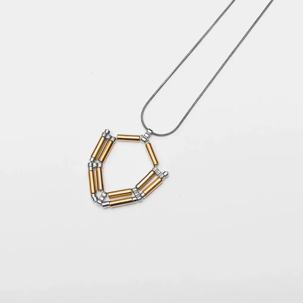 Jewelry - Hexagon Necklace Silver with Hematite - C.KARAKALPAKI