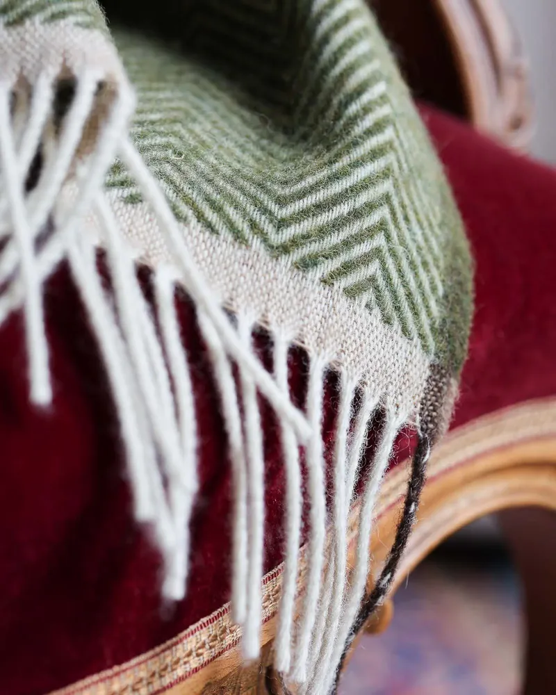 Throw blankets - Wool throw blanket Denver olive - MOST-BLANKETS