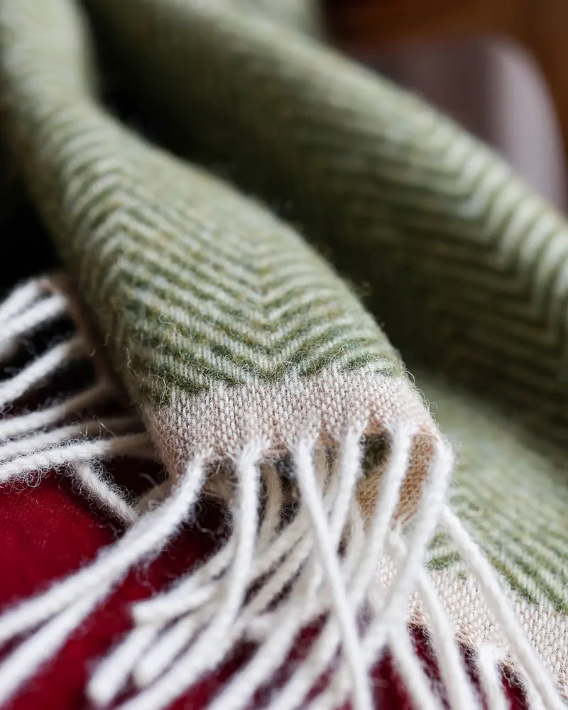 Throw blankets - Wool throw blanket Denver olive - MOST-BLANKETS
