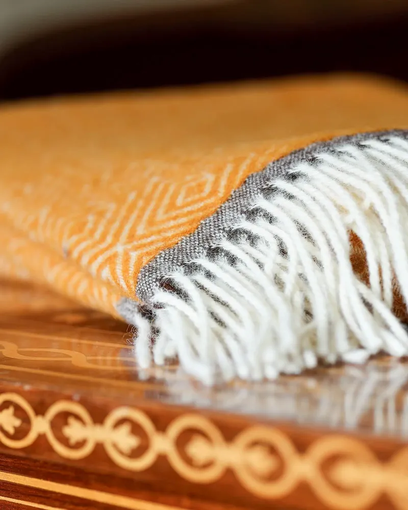 Throw blankets - Wool throw blanket VENEZIA Yellow - MOST-BLANKETS