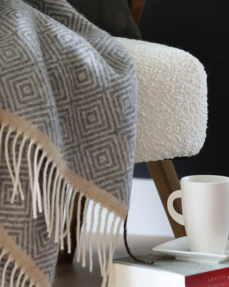 Throw blankets - Wool throw blanket VENEZIA Grey - MOST-BLANKETS