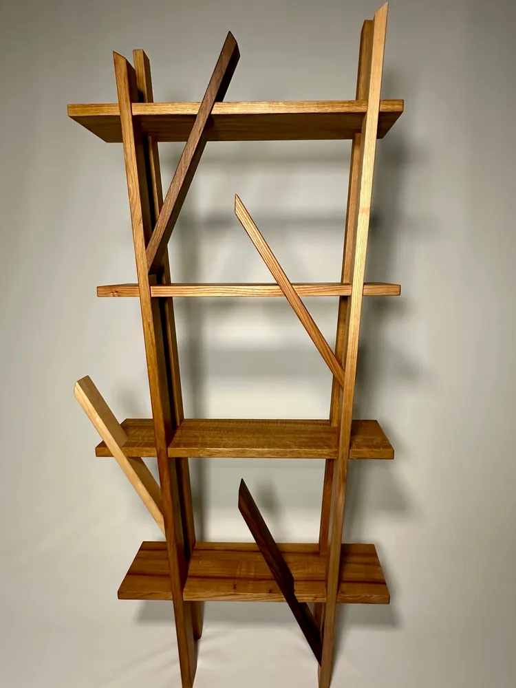 Bookshelves - Organic bookcase, mix of solid wood species - EBÉNISTERIE CONTEMPORAINE MIOSSEC