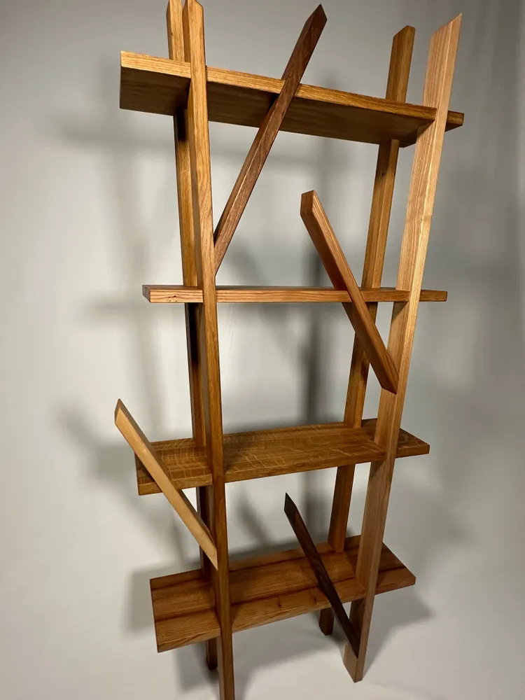 Bookshelves - Organic bookcase, mix of solid wood species - EBÉNISTERIE CONTEMPORAINE MIOSSEC