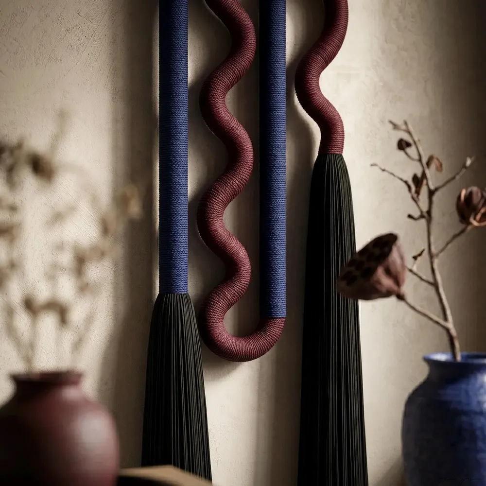 Other wall decoration - Velvet Serpent: Handmade Sculptural Textile Wall Art - SARMAL DESIGN