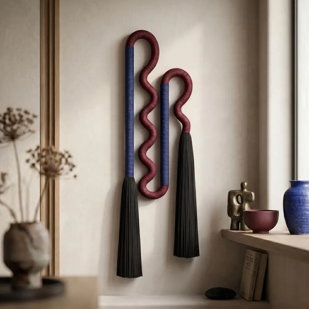 Other wall decoration - Velvet Serpent: Handmade Sculptural Textile Wall Art - SARMAL DESIGN
