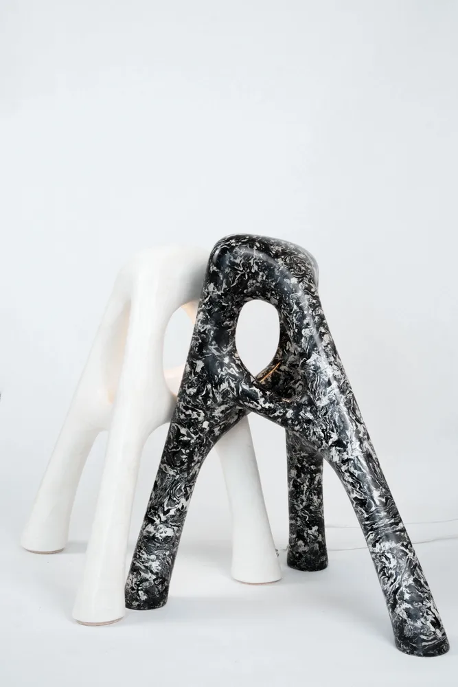 Unique pieces - Duo White Noise Lamps - CLEMENCE MARS & THOMAS LELOUCH