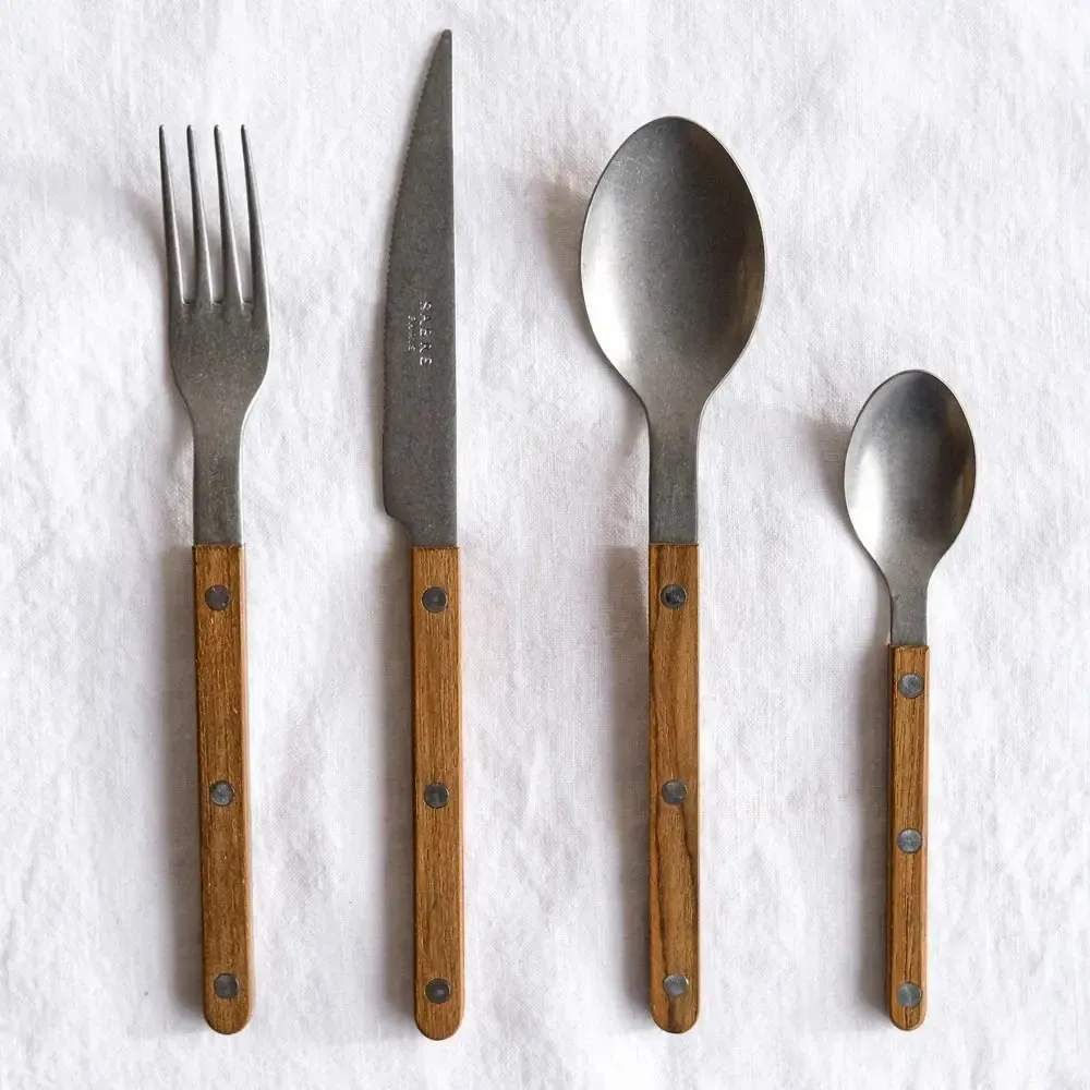 Ménagères - Set de 4 couverts de table - Bistrot Vintage, Teck - SABRE PARIS