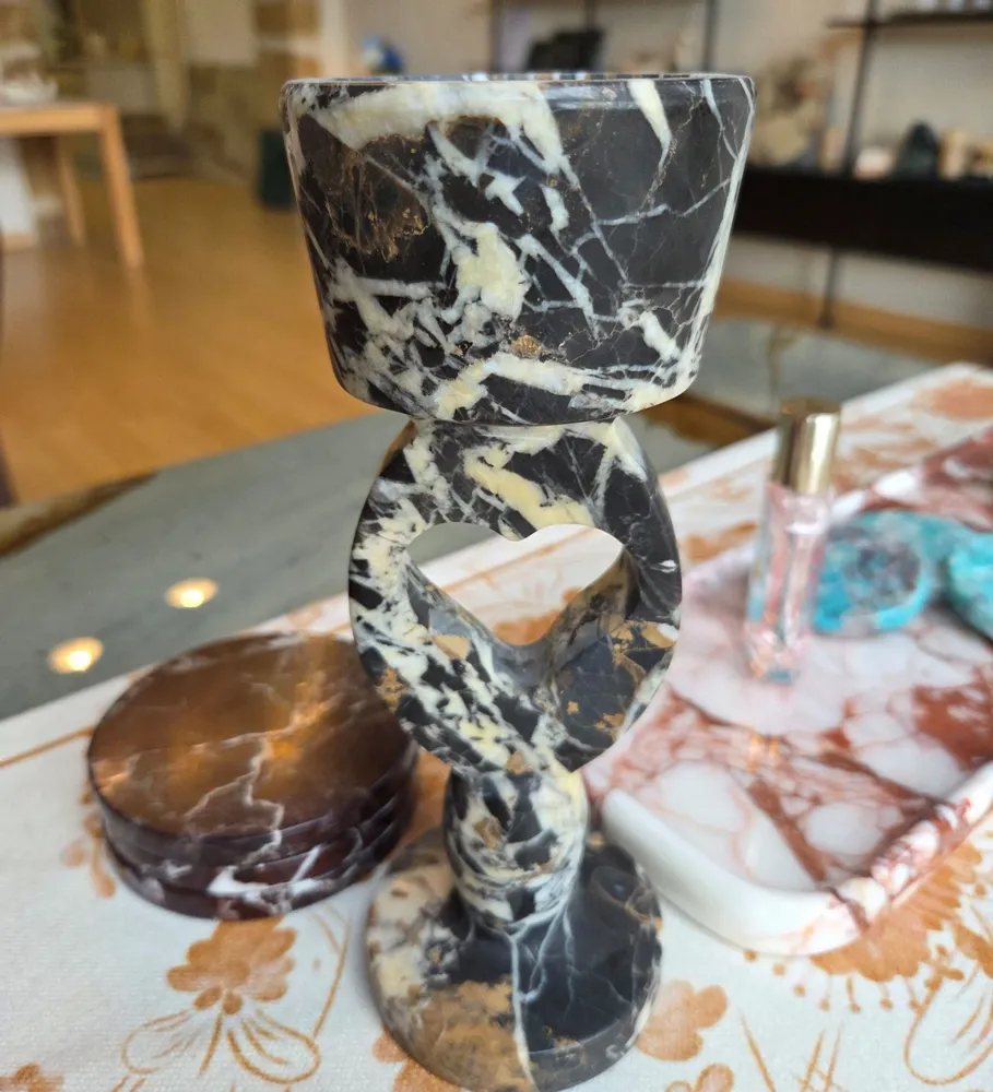 Objets de décoration - Bougeoir en marbre noir doré - SAGIT