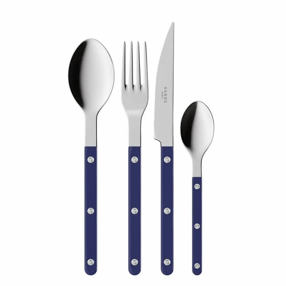Ménagères - Set de 4 couverts de table - Bistrot Uni, Bleu Marine - SABRE PARIS