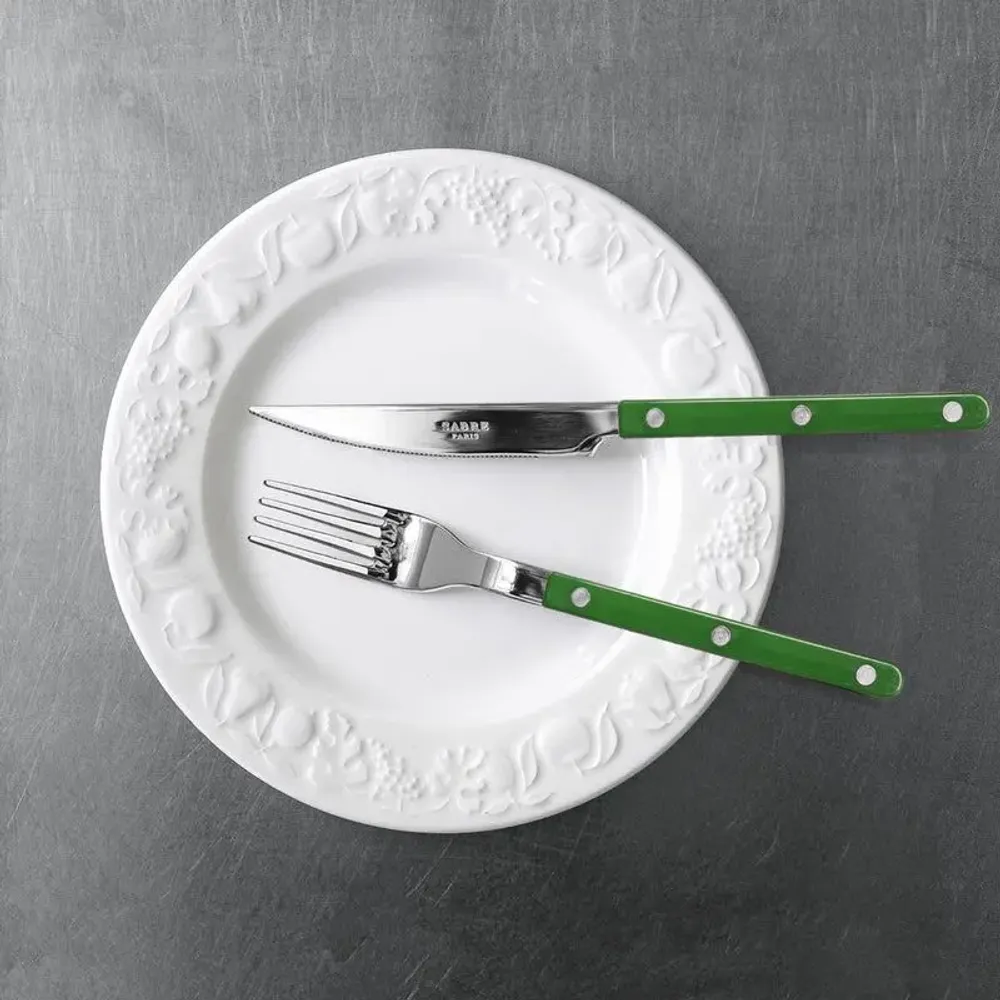 Ménagères - Set de 4 couverts de table - Bistrot Uni, Vert - SABRE PARIS