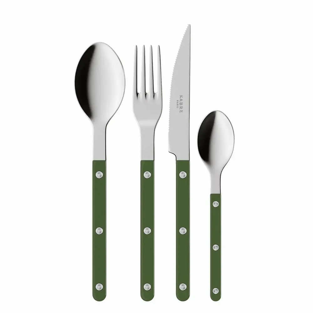 Ménagères - Set de 4 couverts de table - Bistrot Uni, Vert - SABRE PARIS