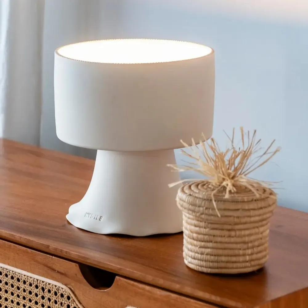 Lampes à poser - ONDA - Lampe à poser en terre cuite blanche - HYDILE