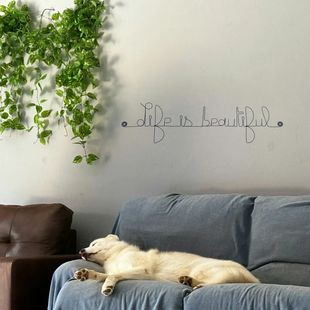 Objets de décoration - Décoration Murale en fil de fer " Life is beautiful " - BIJOUX DE MUR