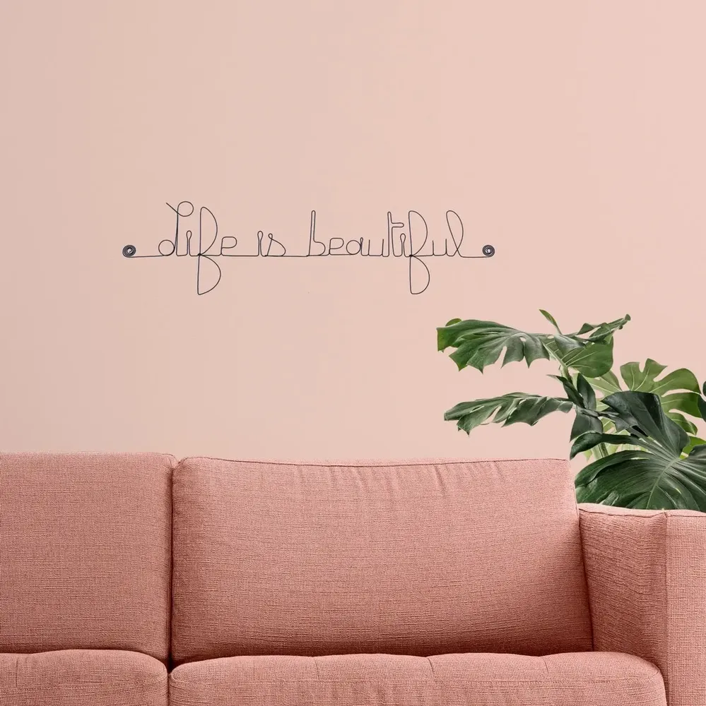 Objets de décoration - Décoration Murale en fil de fer " Life is beautiful " - BIJOUX DE MUR