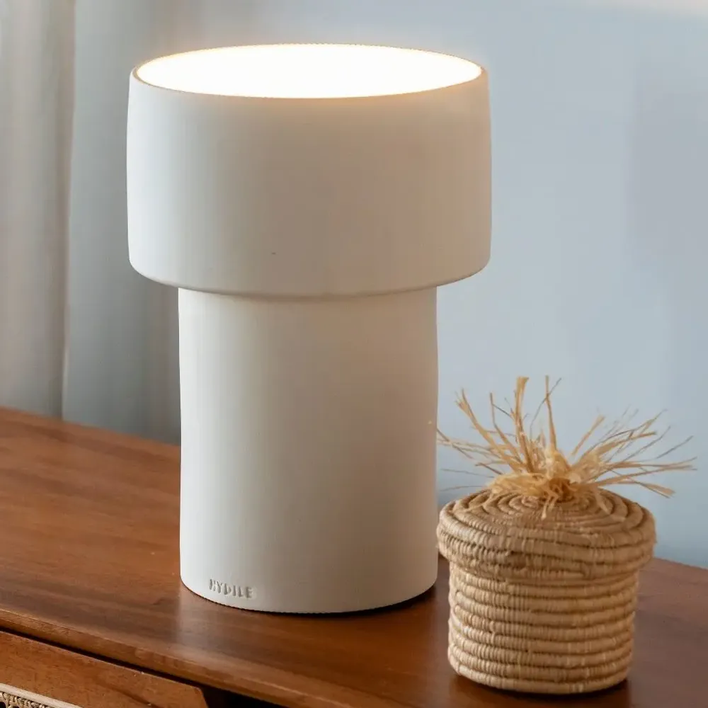 Table lamps - LUA - White Terracotta Table Lamp - HYDILE
