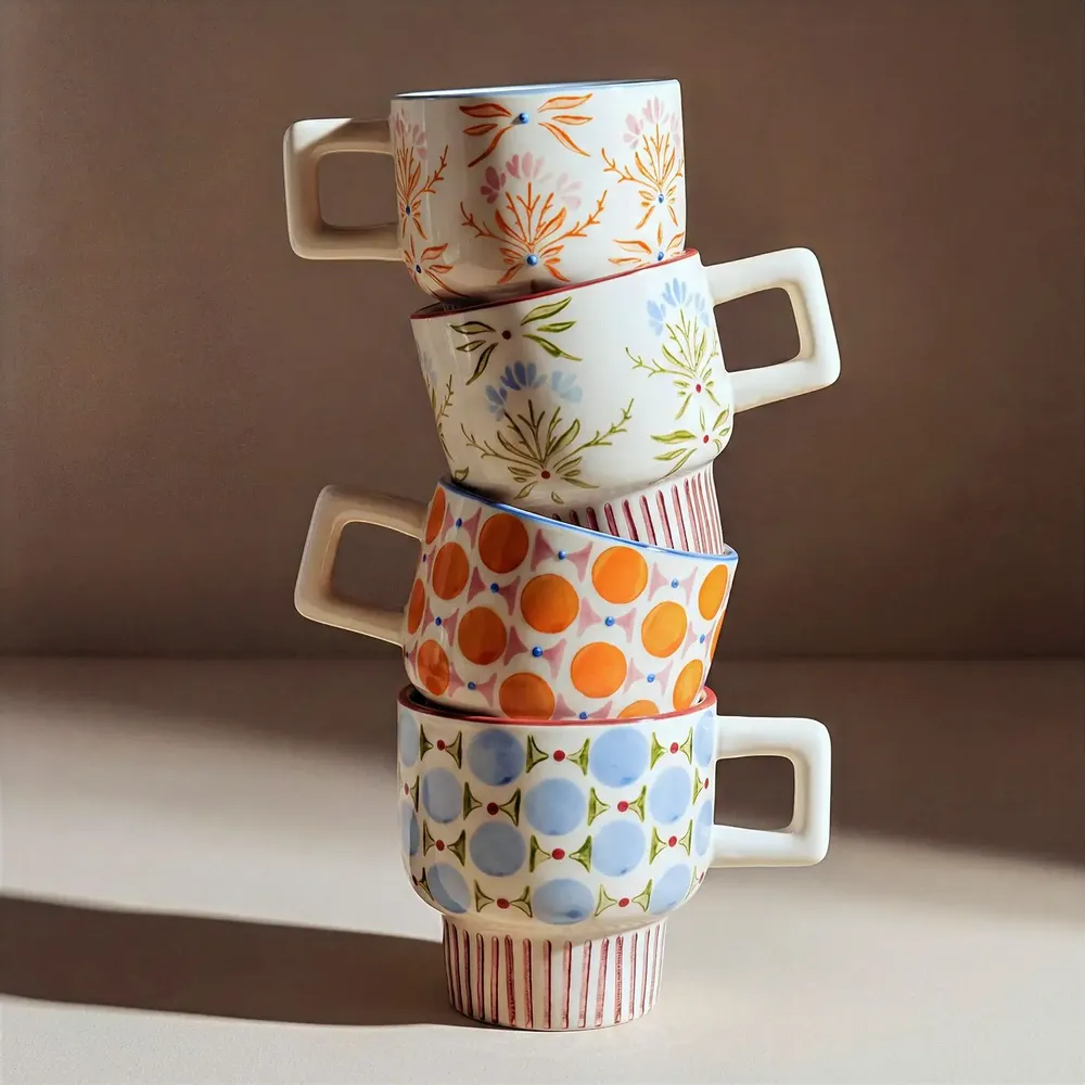 Everyday plates - Hand-stamped RETROFLORIA collection - TRANQUILLO