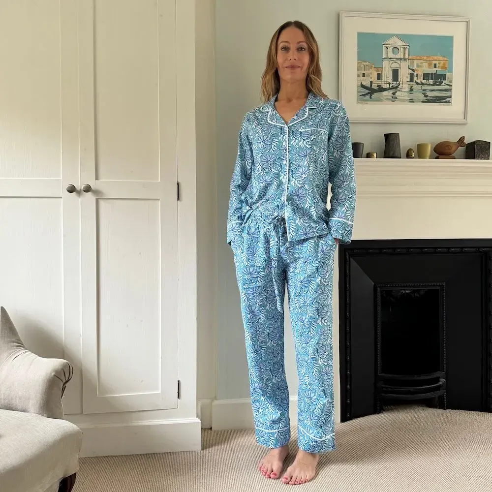 Sleepwear - Cotton Pyjamas - Jaipur Blue & Turquoise - LIME TREE DESIGN