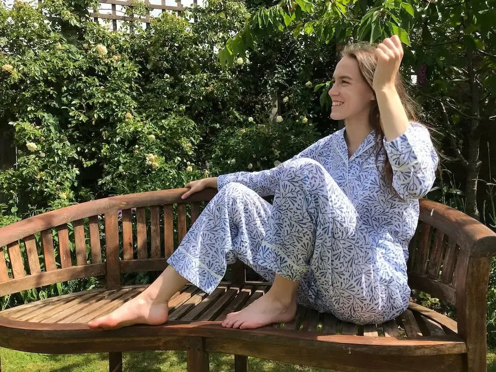 Sleepwear - Cotton Pyjamas - Blue Bud - LIME TREE DESIGN