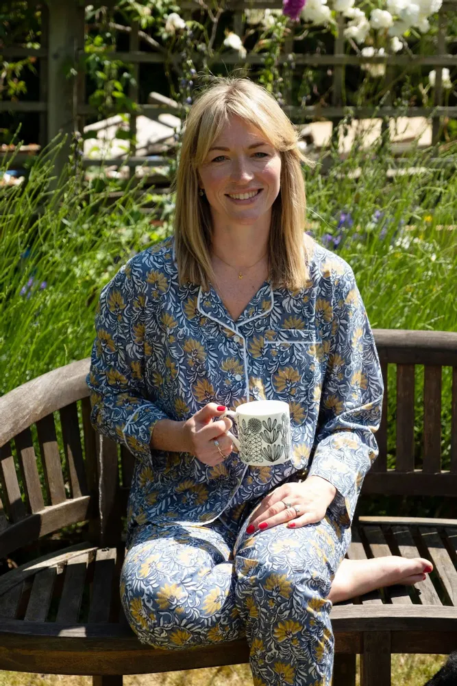 Sleepwear - Cotton Pyjamas - Jaipur Blue & Yellow - LIME TREE DESIGN