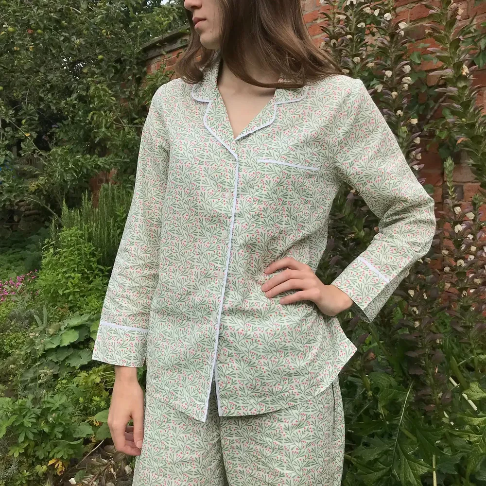 Sleepwear - Cotton Pyjamas - Berry Green and Pink - LIME TREE DESIGN