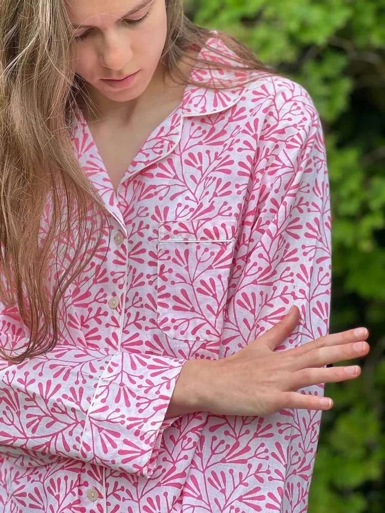 Sleepwear - Cotton Pyjamas - Pink Bud - LIME TREE DESIGN