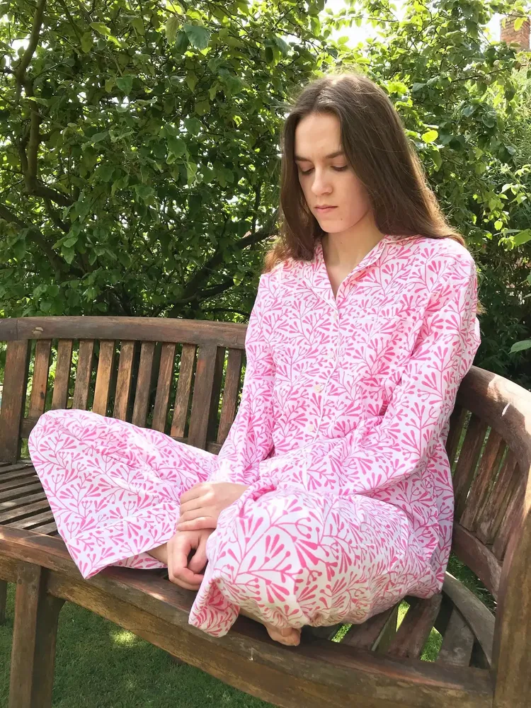 Sleepwear - Cotton Pyjamas - Pink Bud - LIME TREE DESIGN