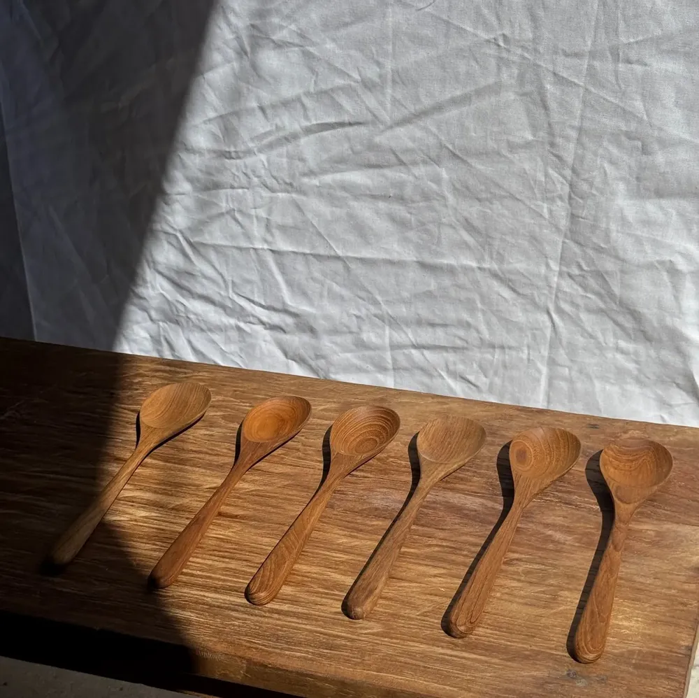 Cutlery set - Salad cutlery or large teak spoon in elongated oval shape - OFFICE OBJETS