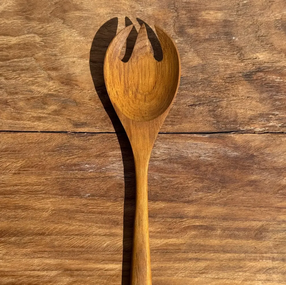 Cutlery set - Teak salad server or fork spoon L28 D6x8 - OFFICE OBJETS
