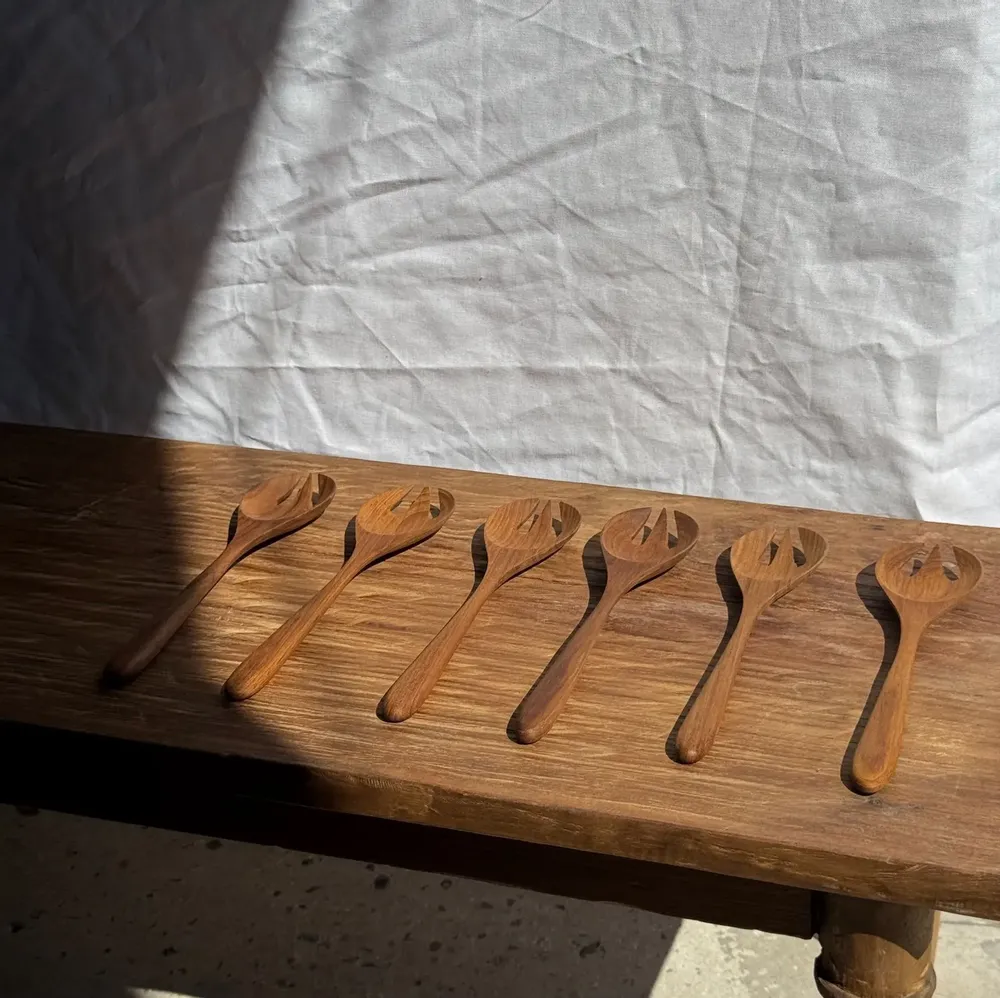 Cutlery set - Teak salad server or fork spoon L28 D6x8 - OFFICE OBJETS